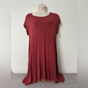 Women’s Plus Rust Red Short Sleeve T-Shirt Dress 3X